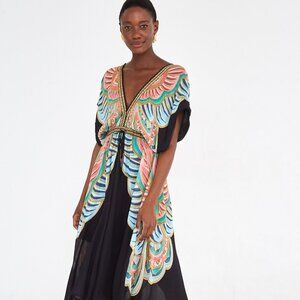 long cotton maxi dress for women NAVY MOSAIC COTTON MAXI